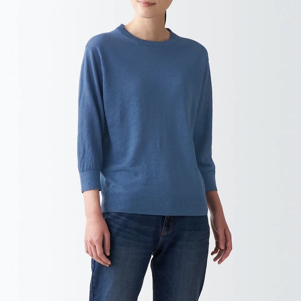 NWT Muji French Linen Crew Neck Sweater